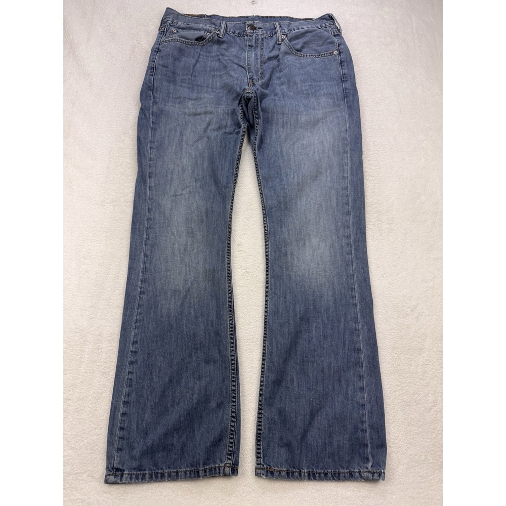 Levis 527 Jeans Men 36x32 Blue Slim Boot Distressed Whisker Denim Cowboy Western